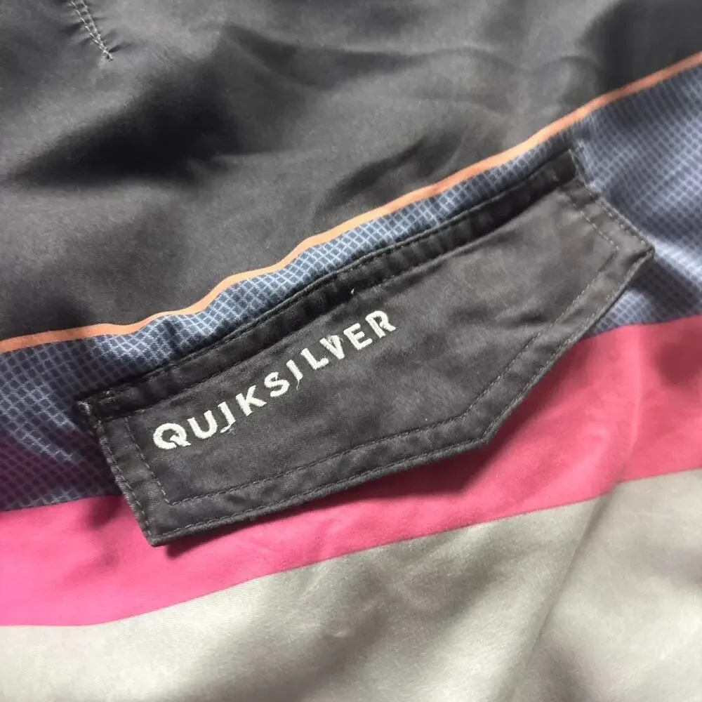 Quiksilver Men’s 32 Y2K Cargo Board Shorts Colorblock Black Gray Orange